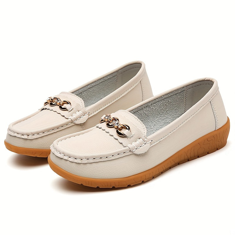 Women's Rhinestone Chain Flat Shoes Slip On Loafers