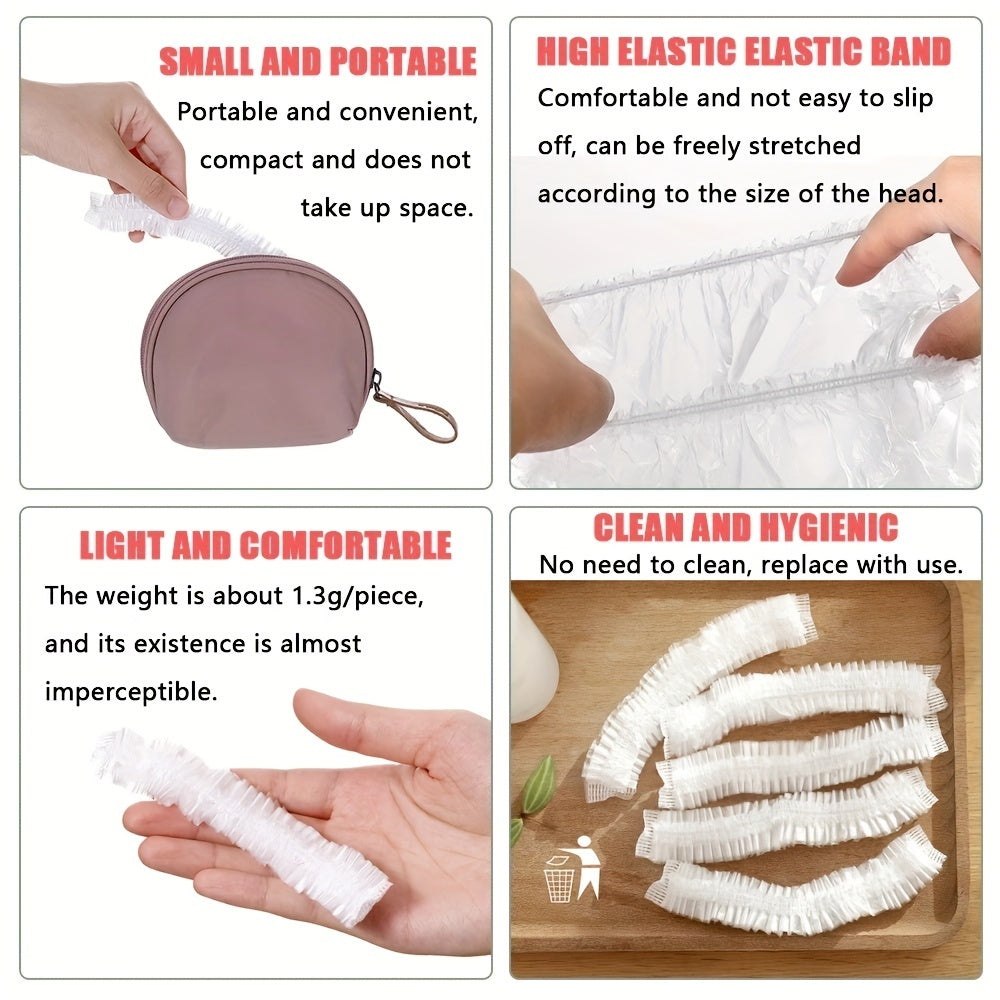 100pcs Waterproof Disposable Shower Caps for Hair