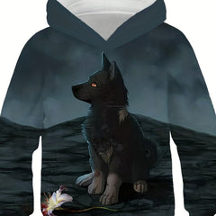 Baby Wolf Cartoon Hoodie for Boys