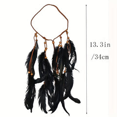 Bohemian Tassel Feather Headband Travel Photo Headdress Boho Style