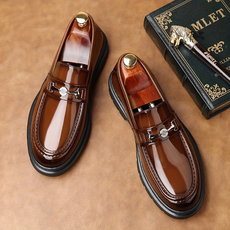 Metallic Decor Loafer Shoes for Men