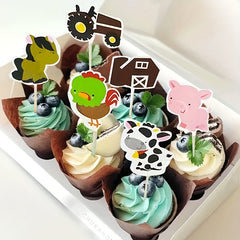 24pcs Farm Animal Cupcake Toppers Chickens Ducks Cows Horses
