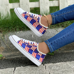 Women's Flag Canvas Shoes Low Top Sneakers for 4th of July