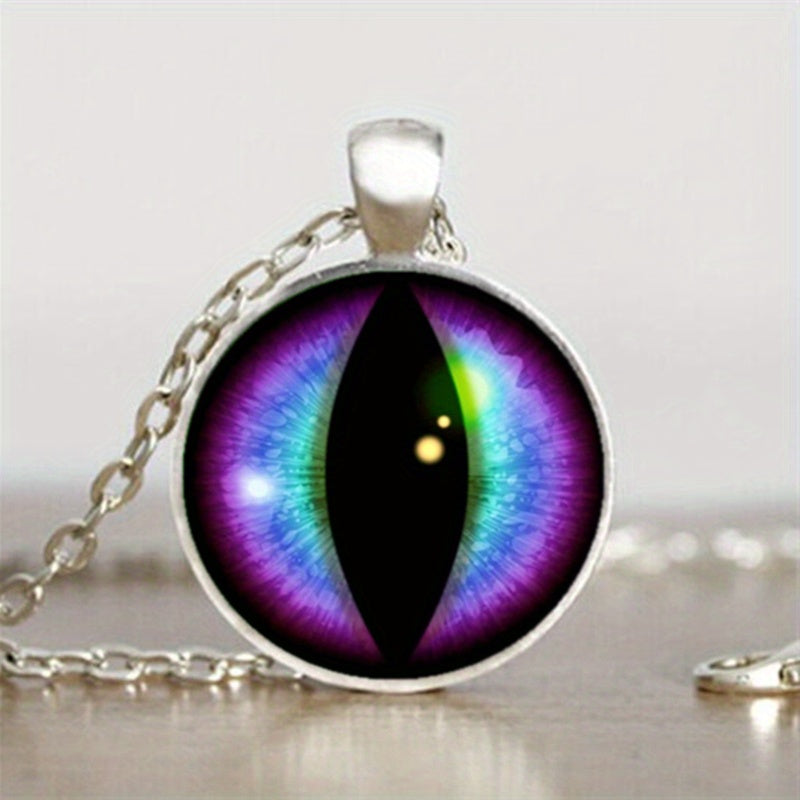 Vintage Round Eye Pendant Necklace Holiday Gift