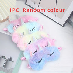 Colorful Sleep Eye Mask Cartoon Plush Blindfold Soft Eye Mask for Travel Rest