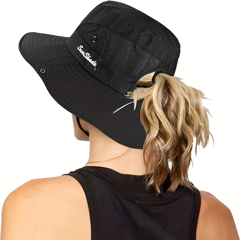 Breathable Ponytail Sun Hat UV Protection Boonie Hat for Women