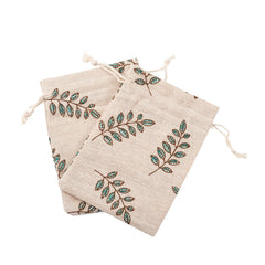 50pcs Printed Leaf Drawstring Bags 14x10cm