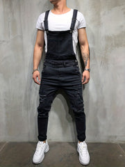 Ripped Overalls Men's Street Style Denim Pants