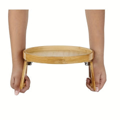 Foldable Wooden Sofa Tray for Drinks Snacks Phone