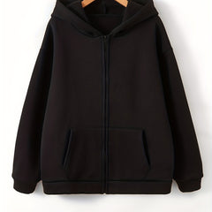 Casual Fleece Hooded Sweatshirt Women's Zip Up Hoodie