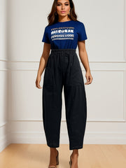 High Waist Wide Leg Pants Solid Casual Pants For Fall & Spring
