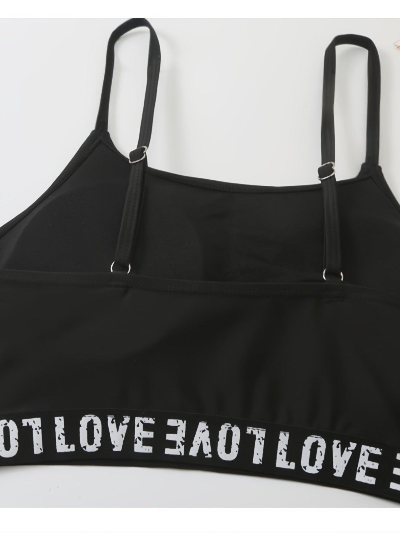 Letter Tape Crop Cami Top & Underwear Bikini Set