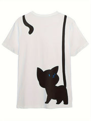 Kids Cat Graphic Short Sleeve T-shirt Summer Sports Clothes