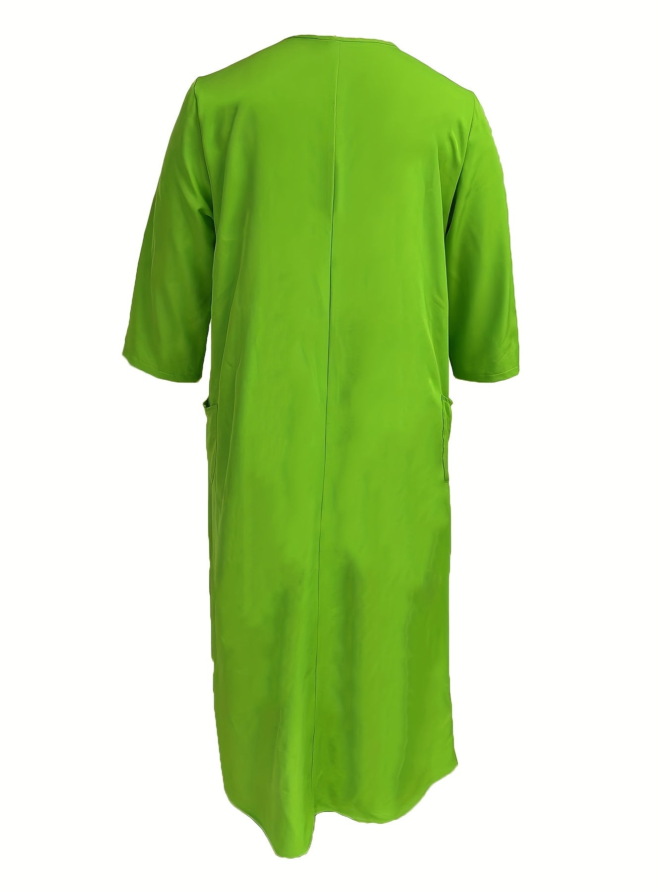 Solid Half Sleeve Maxi Dress With Pockets