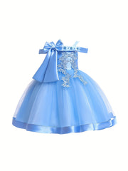 Girls' One Shoulder Formal Dress Beaded Flower Girl Wedding Dress