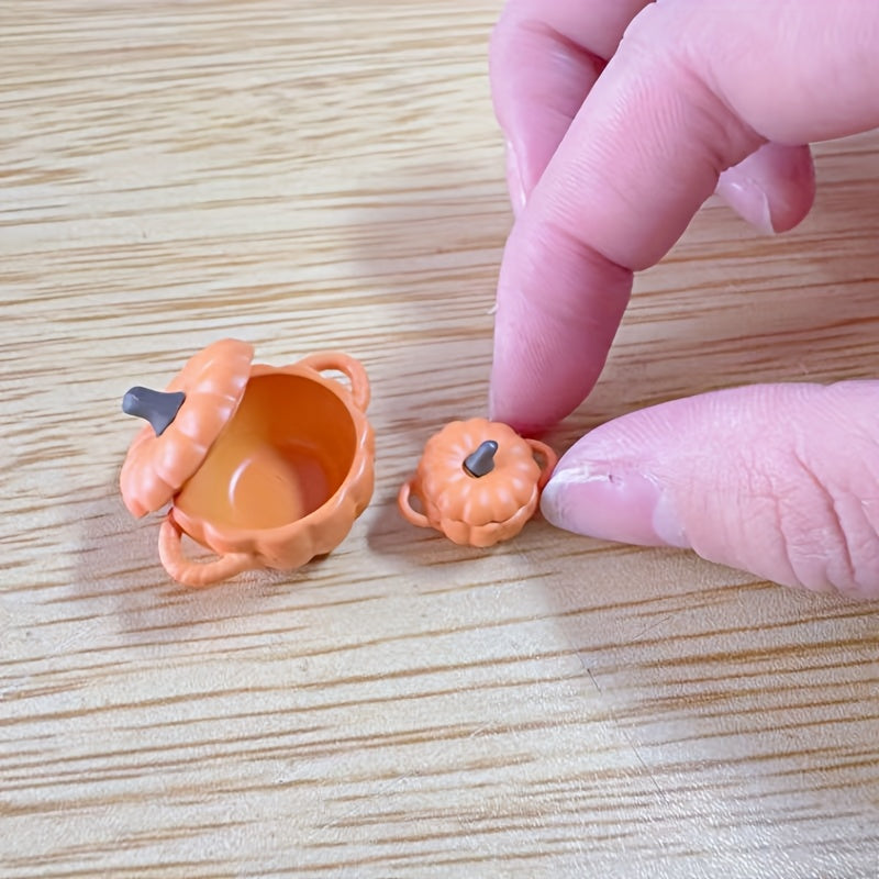 2pcs Metal Pumpkin Pot Dollhouse Utensils Mini Decor Acces