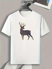 Deer Pattern Print Men's Sports T-shirt - Outdoor Fitness Clothing