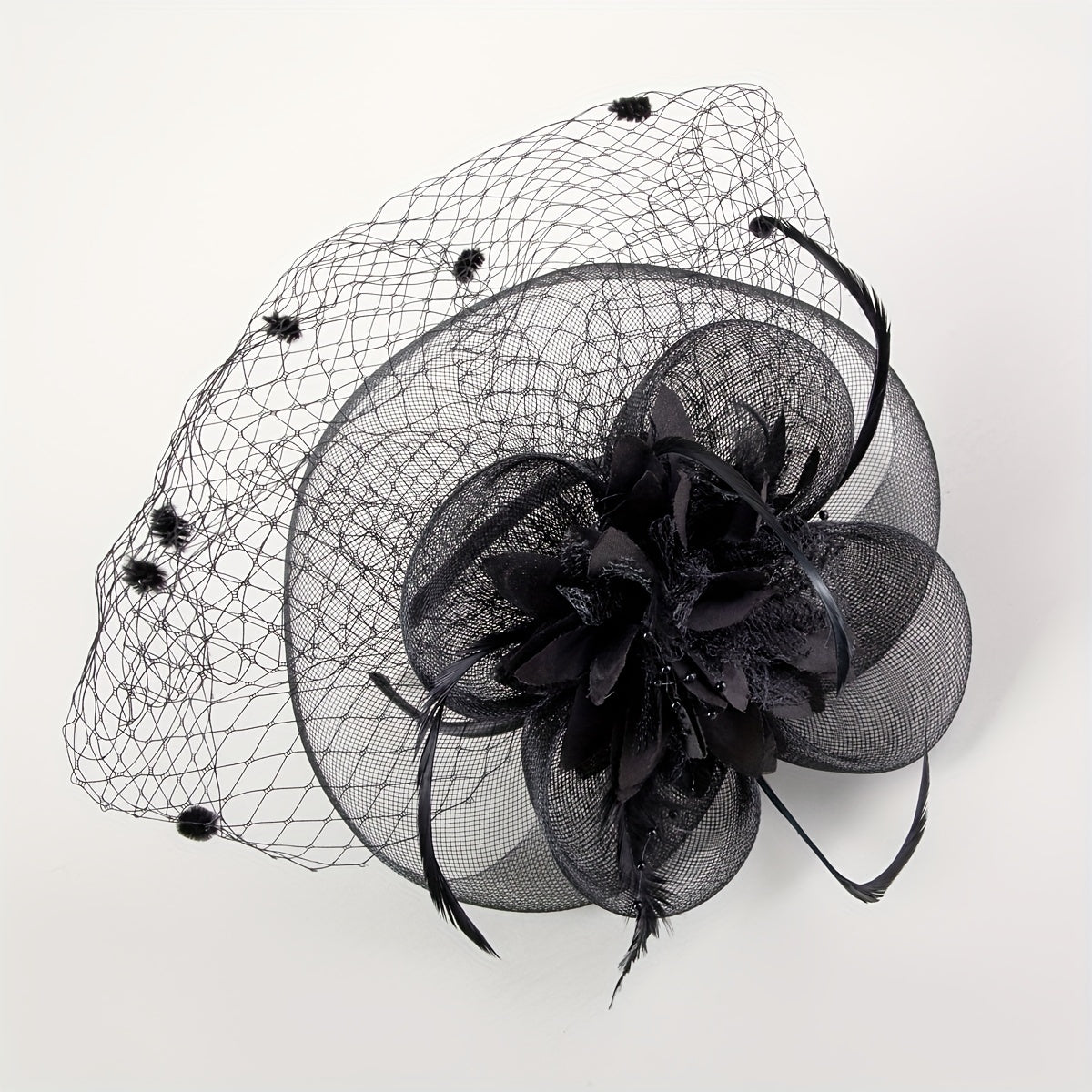 Women Flower Feather Fascinator Tea Party Hat Hand Work Headband