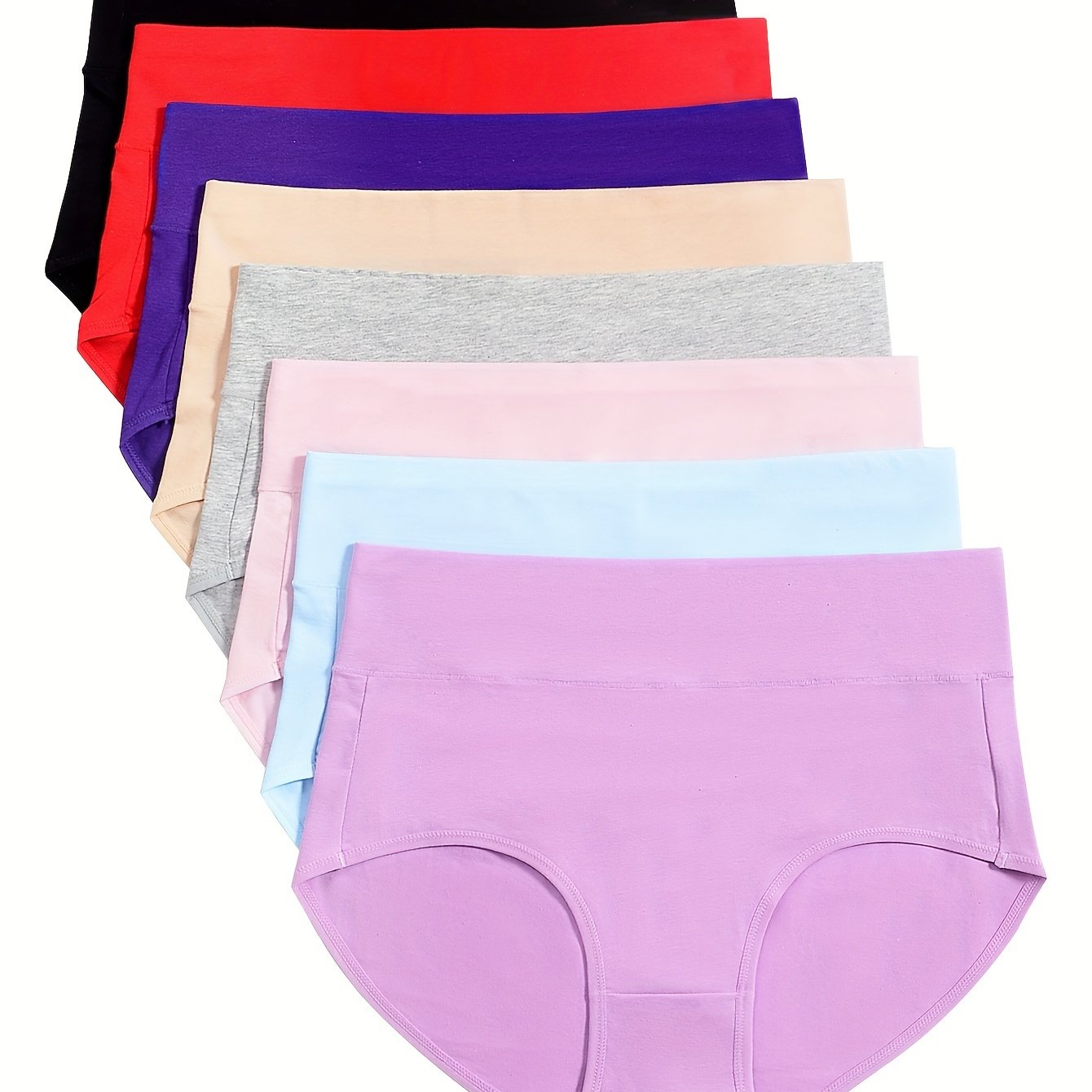 Basic Waistband Briefs Set High Stretch Panties 8pcs