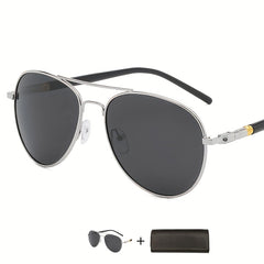 Men's Polarized Anti Light Sunglasses Vintage Metal Spring Legs