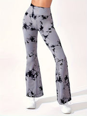 Women's Plus Tie Dye High Waisted Tummy Control Flared Leg Fitness Pants
