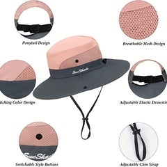 Colorful Mesh Bucket Hat Sun Visor Hats Wide Brim UV Protection Face Cover Booni