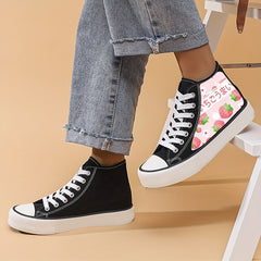 Strawberry High Top Canvas Shoes for Women Non Slip Lightweight