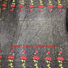 Rose Flower Embroidery Lace Fabric for Women's Dress