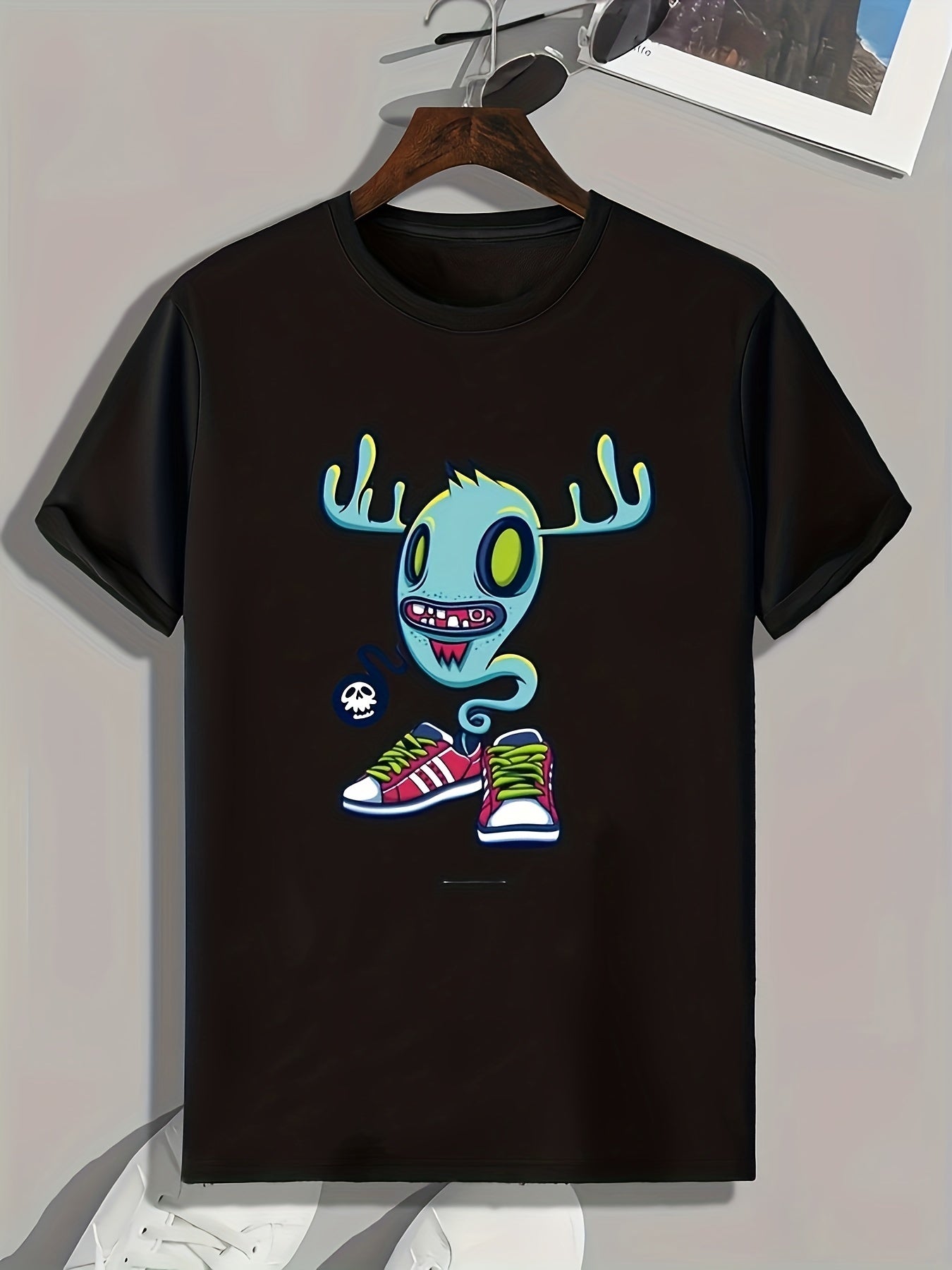 Funny Cartoon Print Men's Graphic T-shirt for Summer