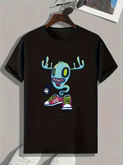 Funny Cartoon Print Men's Graphic T-shirt for Summer