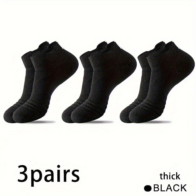 3 Pairs Men's Sports Socks Anti Slip Running Outdoor Thickened Ankle Socks