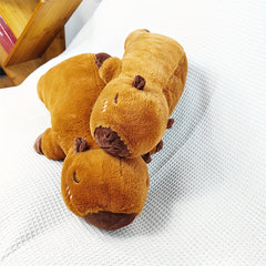 Capybara Plush Hugging Pillow Dark Brown with Pink Accents
