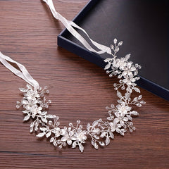 Crystal Rhinestone Leaf Wedding Headband Hair Accessories For Women