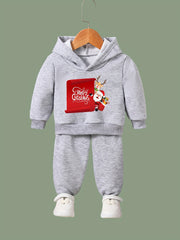 Girls Solid Hoodies Jogger Pants Set For Sports