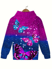 Diamond Butterfly Pattern Hooded Sweatshirt Girls Boys Sports