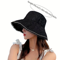 Lace Bucket Hat Wide Brim Sunshade Basin Hat UV Protection Fisherman Cap