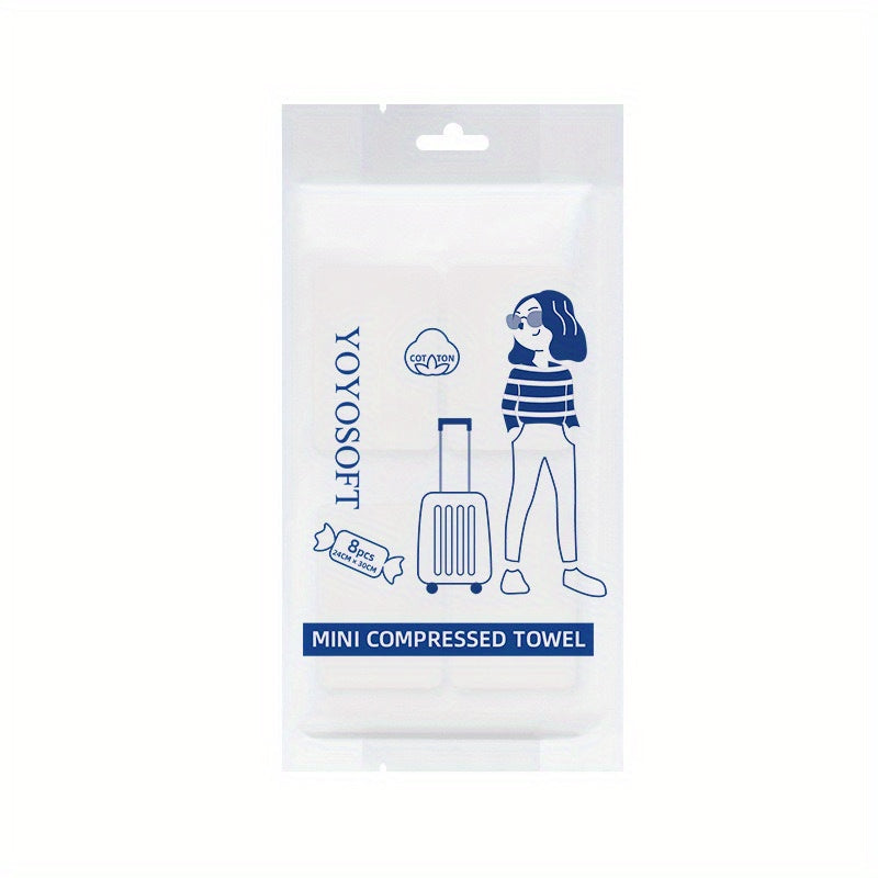 8pcs Portable Compressed Towels - Travel Camping Outdoor Soft Absorbent Towel