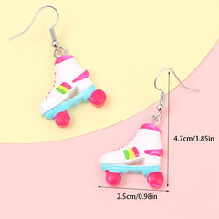 Cartoon Roller Skates Pattern Drop Earrings for Girls