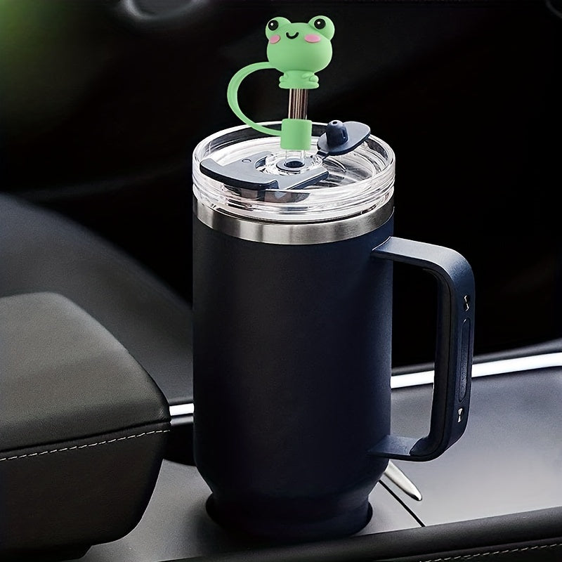 6pcs Cartoon Straw Protective Cover Reusable Silicone Dustproof Straw Lid