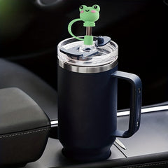 6pcs Cartoon Straw Protective Cover Reusable Silicone Dustproof Straw Lid