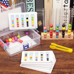 Colorful Wooden Bead Sorting Tubes Set