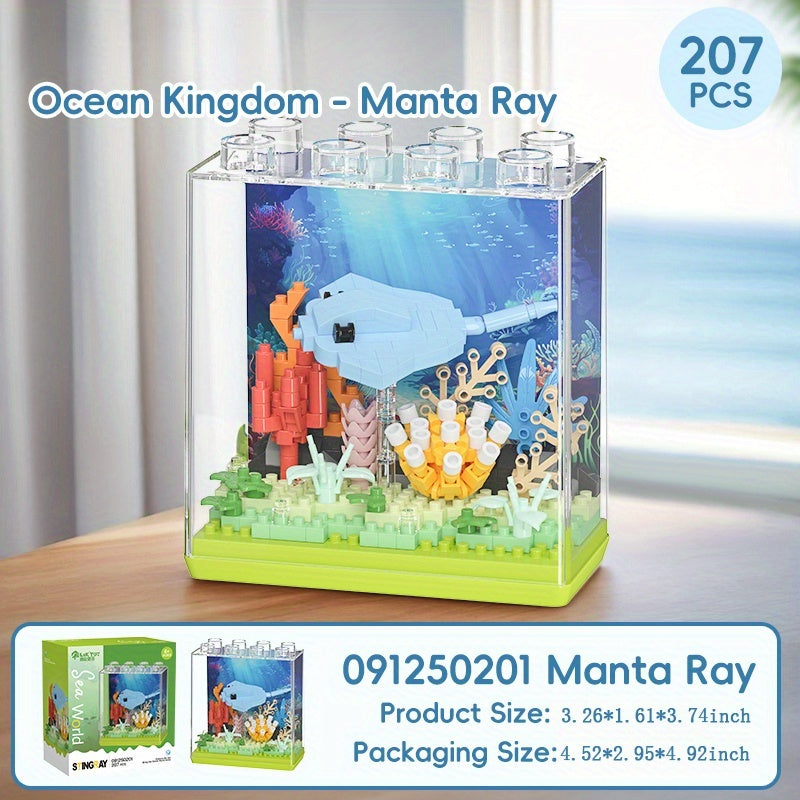 Ocean Animal Building Blocks Toy Set with Dust Cover