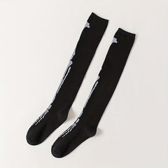 Skull Print Thigh High Socks Halloween Over The Knee Women's Stockings