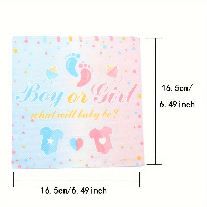 20pcs Gender Reveal Party Luncheon Napkins For Pink Party Tableware Decorations