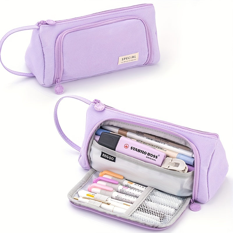 Macaron Triangle Pencil Case Large Capacity for Students in Schools