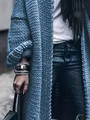Solid Long Sleeve Open Front Sweater Cardigan