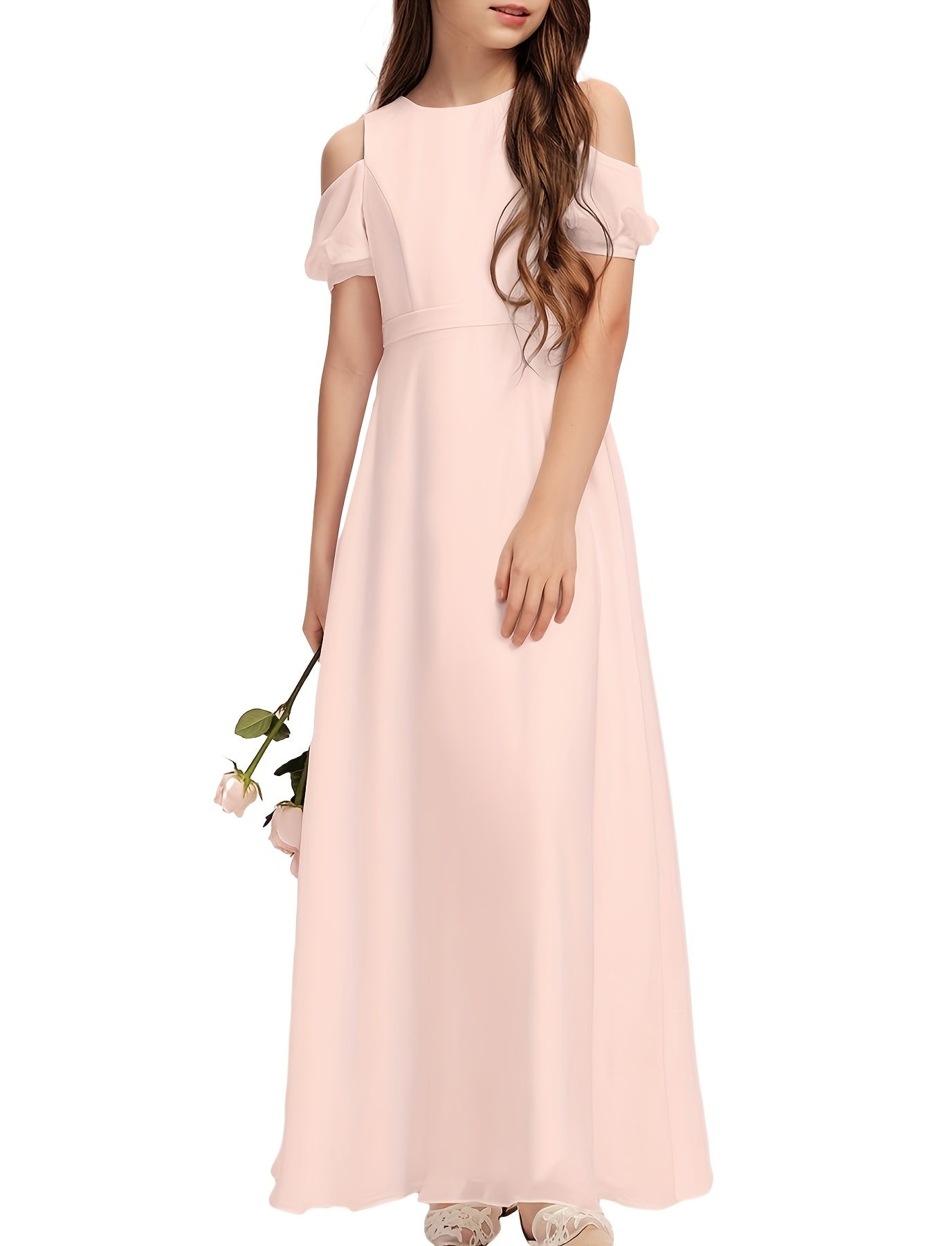 Girls Off Shoulder Casual Party Dress Little Bridesmaid Dress