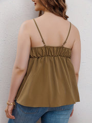 Solid Lace Button Decor Peplum Cami Top
