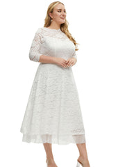 Floral Print Mesh Sleeve Midi Dress Plus Size