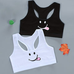2pcs Girls Sports Bra Print No Steel Ring Breathable Soft Underwear